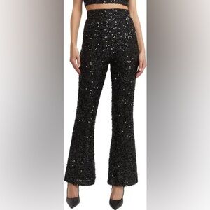 Bardot Black Sequin Flared Pants